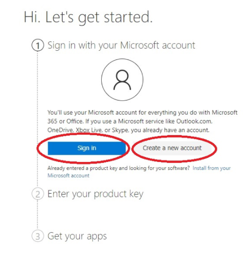 log in to Your Microsoft Account microsoft office 2019 activation steps